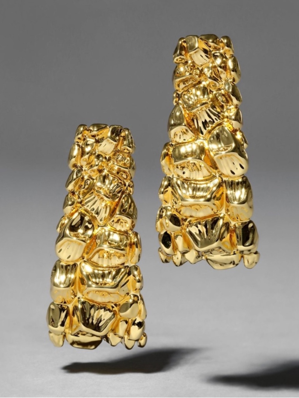 Alexis Bittar Brut Gold Croco Hoop Earrings (MSRP $295)